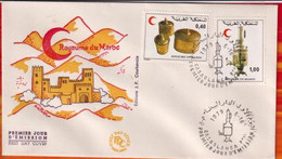 FDC -Editions  JF # Maroc-Marokko-Morocco-1979-(N° Yvert 827-28) Croissant Rouge - Roter Halbmond -cuivres, Kupferarbeit - Marokko (1956-...)