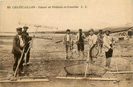 Châtelaillon * Départ De Pêcheurs De Crevettes * Pêche à Pied * Haveneau épuisette - Châtelaillon-Plage