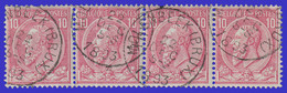 COB N° 46 En Bande De 4 - Belles Oblitérations - MOLENBEEK (BRUX.) - 1884-1891 Léopold II