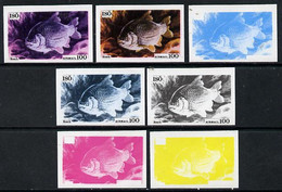 Iso - Sweden 1973 Fish 100 (Roach) Set Of 7 Imperf Progressive Colour Proofs Comprising The 4 Individual Colours Plus 2, - Emissions Locales