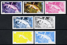 Iso - Sweden 1973 Fish 150 (Barbel) Set Of 7 Imperf Progressive Colour Proofs Comprising The 4 Individual Colours Plus 2 - Local Post Stamps