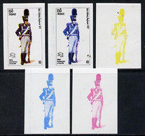 Iso - Sweden 1974 Centenary Of UPU (Military Uniforms) 40 (10th Colberg Regiment 1812) Set Of 5 Imperf Progressive Colou - Ortsausgaben