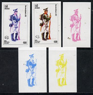 Iso - Sweden 1974 Centenary Of UPU (Military Uniforms) 400 (Russian Infantry 1812) Set Of 5 Imperf Progressive Colour Pr - Emissioni Locali