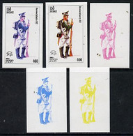 Iso - Sweden 1974 Centenary Of UPU (Military Uniforms) 400 (Russian Infantry 1812) Set Of 5 Imperf Progressive Colour Pr - Emissions Locales