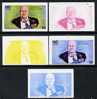 Iso - Sweden 1974 Churchill Birth Centenary 25 (80th Birthday Portrait) Set Of 5 Imperf Progressive Colour Proofs Compri - Emissions Locales