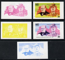 Iso - Sweden 1974 Churchill Birth Centenary 30 (with De Gaulle) Set Of 5 Imperf Progressive Colour Proofs Comprising 3 I - Local Post Stamps