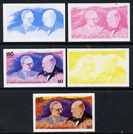 Iso - Sweden 1974 Churchill Birth Centenary 50 (with Pres Truman) Set Of 5 Imperf Progressive Colour Proofs Comprising 3 - Lokale Uitgaven