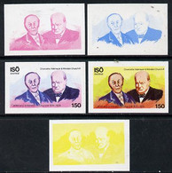 Iso - Sweden 1974 Churchill Birth Centenary 150 (with Adenauer) Set Of 5 Imperf Progressive Colour Proofs Comprising 3 I - Emissions Locales