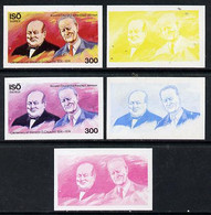 Iso - Sweden 1974 Churchill Birth Centenary 300 (with Pres Johnson) Set Of 5 Imperf Progressive Colour Proofs Comprising - Local Post Stamps