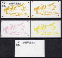 Iso - Sweden 1982 Football World Cup Imperf Souvenir Sheet (600 Value) Set Of 5 Progressive Colour Proofs Comprising The - Ortsausgaben