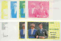 Iso - Sweden 1982 Royal Baby Opt On Royal Wedding 1000 Deluxe Sheet (Charles & Di), The Set Of 8 Imperf Progressive Proo - Emissions Locales