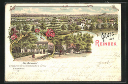 Lithographie Reinbek, Gasthaus Zur Harmonie Mit Terrasse, Panorama - Reinbek