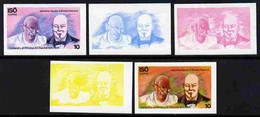 Iso - Sweden 1974 Churchill Birth Centenary 10 (with Gandih) Set Of 5 Imperf Progressive Colour Proofs Comprising 3 Indi - Ortsausgaben