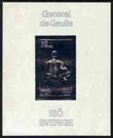 Iso - Sweden 1979 Charles De Gaulle 1000 Value Imperf Embossed In Silver On Thin Card - Emissioni Locali