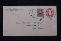 ETATS UNIS - Entier Postal Commercial + Complément De Boston En 1909 Pour La France - L 100197 - 1901-20