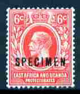 Kenya, Uganda & Tanganyika 1921-22 KG5 6c Script CA Overprinted SPECIMEN Fresh With Gum SG 67s (only About 400 Produced) - Other & Unclassified