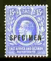 Kenya, Uganda & Tanganyika 1921-22 KG5 15c Script CA Overprinted SPECIMEN Fresh With Gum SG 70s (only About 400 Produced - Otros & Sin Clasificación