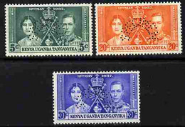 Kenya, Uganda & Tanganyika 1937 KG6 Coronatio Set Of 3 Perforated SPECIMEN Fine With Gum And Only 415 Produced - Other & Unclassified