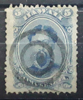 HAWAII 1864 - 1871 , Kamehameha V , Yvert No 24, 5 C Bleu Obl TB - Hawaï
