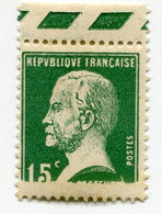 FRANCE N°171 ** 15c VERT PASTEUR AVEC UN MANQUE D'IMPRESSION  ( Signé CALVES ) - 1922-26 Pasteur