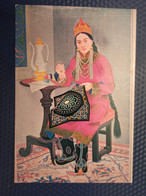 Old Postcard Mongolia  - Woman Embroidering -  -  National Costume 1970s - Mongolei