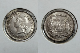 REP. DOMINICANA 10 CENTAVOS 1944 Km# 19 SILVER (G#08-60.1) - Dominicaine