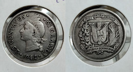 REP. DOMINICANA 10 CENTAVOS 1942 Km# 19 SILVER (G#08-61) - Dominikanische Rep.