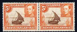Kenya, Uganda & Tanganyika 1938-54 KG6 Dhow On Lake Victoria 5c Brown & Orange U/m Horiz Pair, One Stamp With 'extended - Other & Unclassified