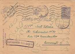 WW2, CENSORED CERNAUTI NR 16 KING MICHAEL PC STATIONERY, ENTIER POSTAL, 1943, ROMANIA - Cartas De La Segunda Guerra Mundial