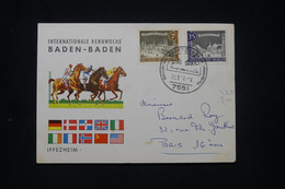 ALLEMAGNE - Carte Souvenir ( Courses ) De Baden Baden En 1964 Pour Paris - L 100266 - Briefe U. Dokumente