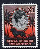 Kenya, Uganda & Tanganyika 1938-54 KG6 Lion £1 P14 Mounted Mint SG150a - Autres & Non Classés