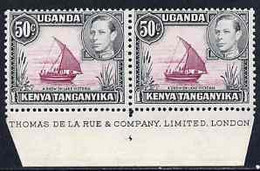 Kenya, Uganda & Tanganyika 1938-54 KG6 Dhow On Lake Victoria 50c P13 X 11.75 Marginal Pair With DLR Imprint Stamps U/m S - Other & Unclassified