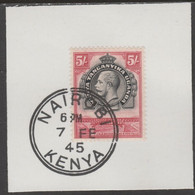 Kenya, Uganda & Tanganyika 1935 KG5 5s Black & Carmine On Piece Cancelled With Madame Joseph Forged Postmark Type 226 - Autres & Non Classés