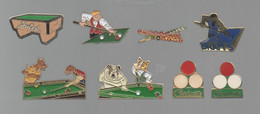 PINS PIN'S BILLARD 739 SNOOKER CHEVILLOTTE CHIEN JEUTEL BRAM'S LOT 8 PINS - Billard