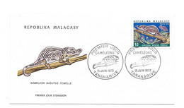 Cameleon Nasutus Femelle Premier Jour 1973 Malagasy Tananarive - Slangen