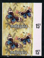 Malaya - Kelantan 1971 Blue Pansy 15c U/m IMPERF Pair With Black (State Inscription, Portrait & Arms) Omitted Similar To - Malaya (British Military Administration)
