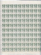 Malaya - Japanese Occupation 1943 Tapping Rubber 1c Grey-green Complete Folded Sheet Of 100, Several Stamps Creased From - Malaya (British Military Administration)