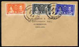 Malaya - Straits Settlements 1937 KG6 Coronation Set Of 3 On Cover With First Day Cancel Addressed To The Forger, J D Ha - Malaya (British Military Administration)