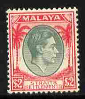 Malaya - Straits Settlements 1937-41 KG6 $2 Green & Scarlet Mounted Mint SG 291 - Malaya (British Military Administration)