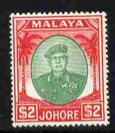 Malaya - Johore 1949-55 Sultan $2 Green & Scarlet Mounted Mint SG 146 - Malaya (British Military Administration)