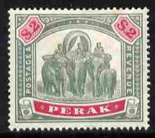 Malaya - Perak 1895-99 Elephants $2 Green & Carmine Mounted Mint SG 77 - Malaya (British Military Administration)