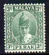 Malaya - Perak 1938-41 Sultan 3c Green Mounted Mint SG106 - Malaya (British Military Administration)