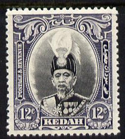 Malaya - Kedah 1937 Sultan 12c Black & Violet Fine Mounted Mint SG 61 - Malaya (British Military Administration)