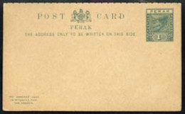 Malaya - Perak 1895c 1c + 1c (Tiger) Rely Paid Card Intact And Clean - Malaya (British Military Administration)