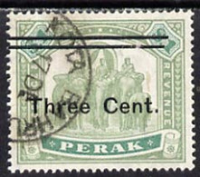 Malaya - Perak 1900 3c On $1 Very Fine Cds Used With ‘shortened Bar At Right’ SG86 Cat £140 As Normal - Malaya (British Military Administration)
