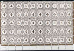 Malaya - Postal Union 1964 Postage Due 4c Brown P12 Block Of 50 (lower 5 Rows) U/m, SG D24a - Malaya (British Military Administration)