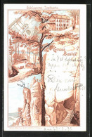 Lithographie Bastei, Wald-Villa, Basteifelsen, Aufgang Durch D. Schwedenlöcher - Bastei (sächs. Schweiz)