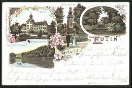 Lithographie Eutin, Angelbrücke Und Schloss - Eutin