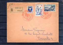 Enveloppe Recommandée. Cachet Croix Rouge 1er Jour. Niort. 7/12/1957 - Rotes Kreuz