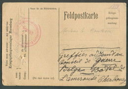 Transmission Des Colis FeldpostCarte Pour KRIEGSGEFANGENENLAGER MERSEBURG Du 14.9 1915 + Dc Rouge Prüfungsstelle Des Man - Kriegsgefangenschaft